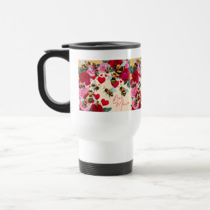 Taza De Viaje Diseño floral romántico de Bee Mine