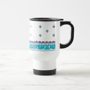 Taza De Viaje Diseño Fluer De Lis Blue Swirl