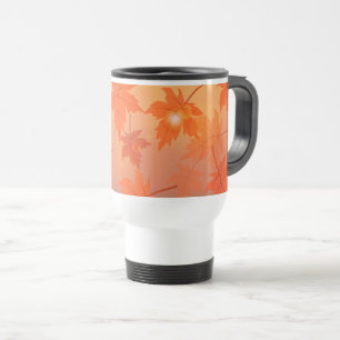 Taza De Viaje Diseño otoñal con hojas de arce y efecto bokeh