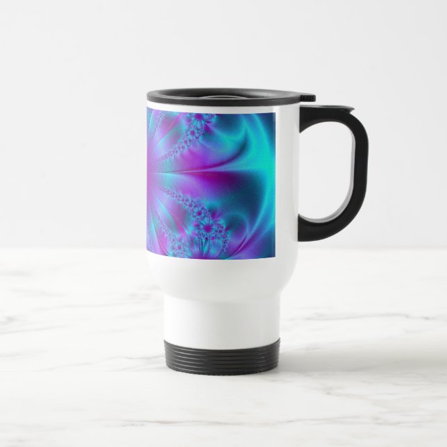 Taza De Viaje Diseño púrpura y azul del fractal (Derecha)