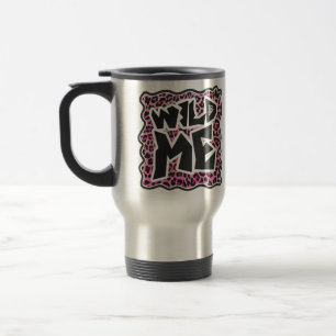 Taza De Viaje Diseño Salvaje Leopardo Negro y Rosa Fuerte