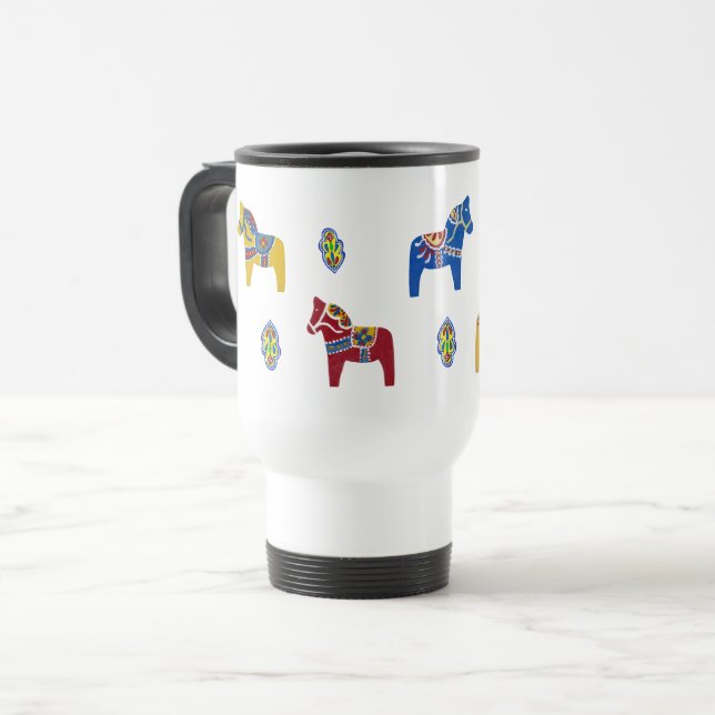 Taza De Viaje Diseños suecos de caballos de Dala (Anverso izquierdo)