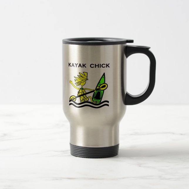 Taza De Viaje Diseños y cosas del polluelo del kajak (Derecha)