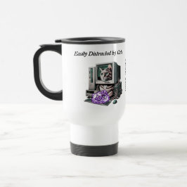 Taza De Viaje Distraído fácilmente por gatos - Gracioso gato