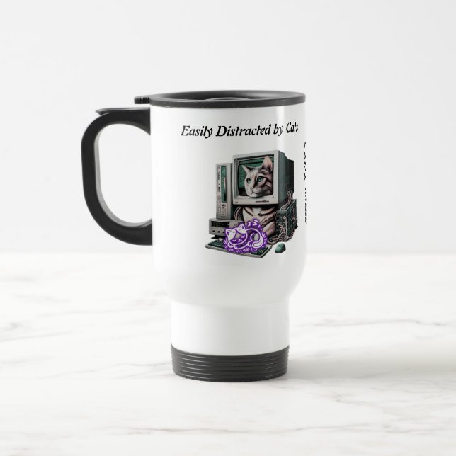 Taza De Viaje Distraído fácilmente por gatos - Gracioso gato (Izquierda)