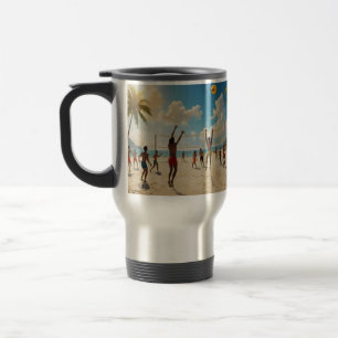 Taza De Viaje Diversión En El Pintado Del Aceite De Voleibol De 