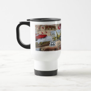 Taza De Viaje Diverso patrón de collage de la ruta 66