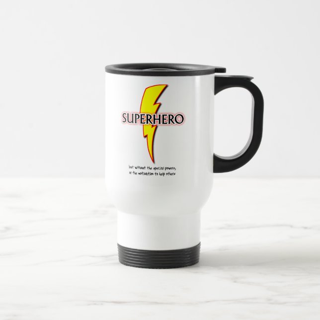 Taza de Viaje Divertida de Superhéroe Humor Super  (Derecha)