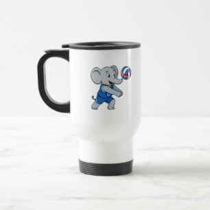 Taza de viaje divertida de voleibol de elefante de