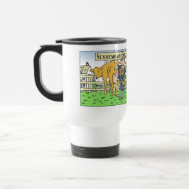 Taza De Viaje Divertido agricultor de lácteos en el día de apert
