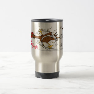 Taza De Viaje Divertido ilustracion de pollo fresco y personaliz