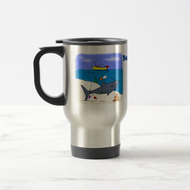 Taza De Viaje Divertido tiburón durmiente y personalizado de pes (Izquierda)