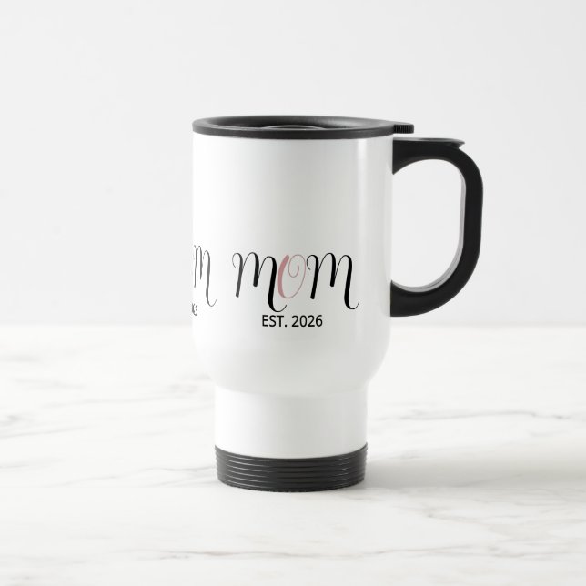 Taza De Viaje DMom Established Black Pink Script New Mom Gift (Derecha)