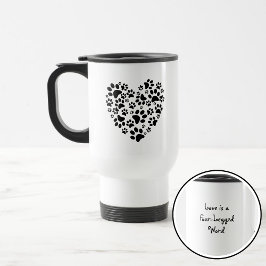 Taza De Viaje Dog Cat Paw Prints Heart Valentine's Day Love