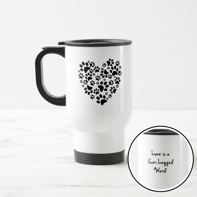 Taza De Viaje Dog Cat Paw Prints Heart Valentine's Day Love (Subido por el creador)