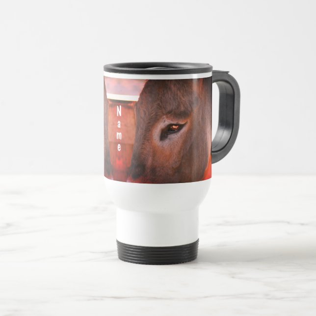 Taza De Viaje Donkey Thoughts Animal Personalizado (Anverso derecho)