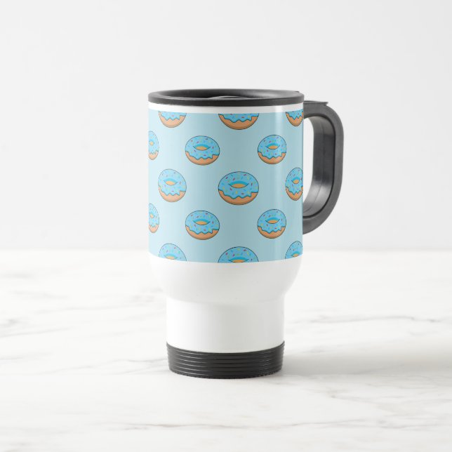 Taza De Viaje Donut de escarcha azul con Personalizado Sprinkles (Anverso derecho)