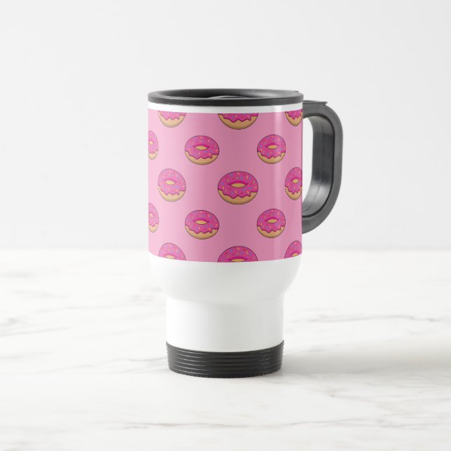 Taza De Viaje Donut de fresa con Personalizado Sprinkles (Anverso derecho)