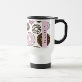 Taza De Viaje Donuts rosados, donuts marrones, rociadores, tu no