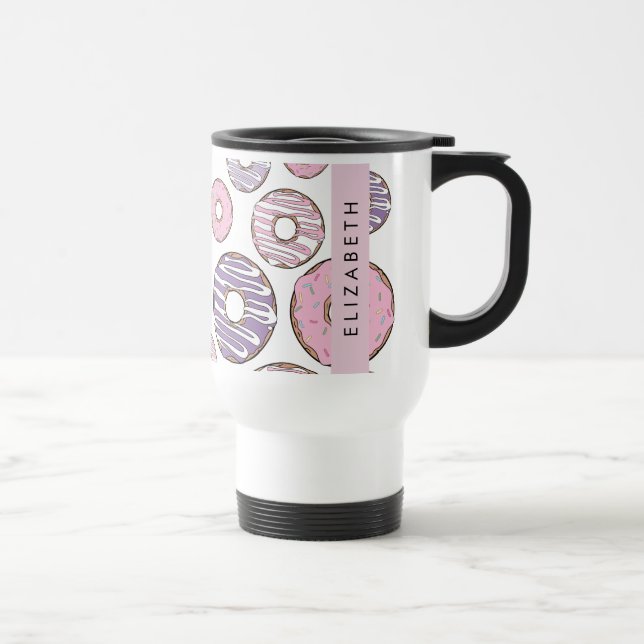 Taza De Viaje Donuts rosados, Donuts morados, salpicaduras, tu n (Derecha)