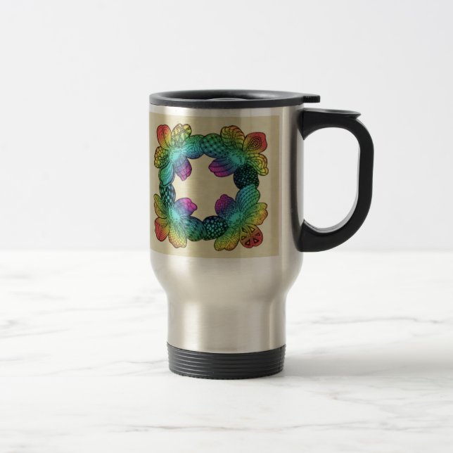 Taza De Viaje Doodle de la flor arcoiris (Derecha)