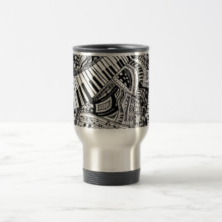 Taza De Viaje Doodle de la música clásica con el teclado de