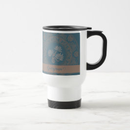 Taza De Viaje Dorado Verde azulado Rococo Lotus Dot Mandala