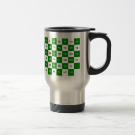 Taza De Viaje Dos letras Palabras versión en blanco y verde de E