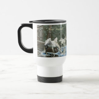 Taza De Viaje Dos Pegasi y Totem Poles Fantasy Art Mug