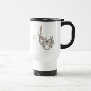 Taza De Viaje Dove Elegante Monograma Inicial A Personalizado