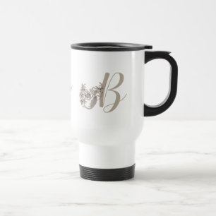 Taza De Viaje Dove Elegante Monograma Inicial B Personalizado