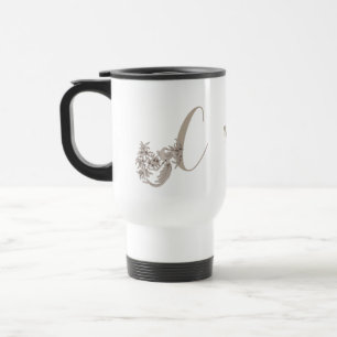 Taza De Viaje Dove Elegante Monograma Inicial C Personalizado