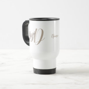Taza De Viaje Dove Elegante Monograma Inicial D Personalizado