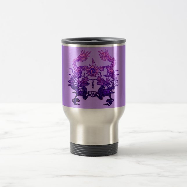 Taza De Viaje Dragones CHINOS de la púrpura del AÑO NUEVO (Centro)
