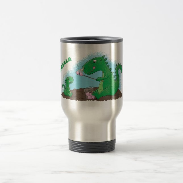 Taza De Viaje dragones cortos asando malvaviscos personalizado (Centro)