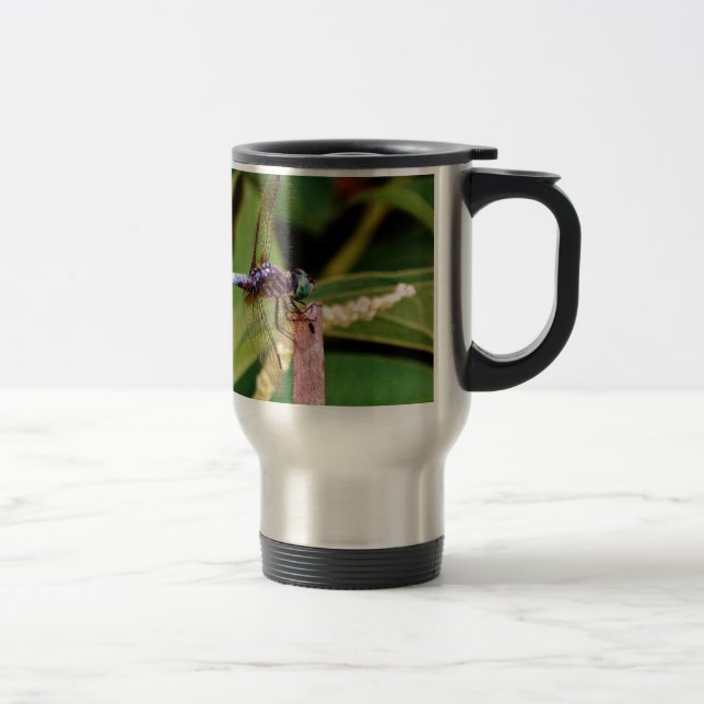 Taza De Viaje Dragonfly con flores blancas (Derecha)