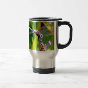 Taza De Viaje Dragonfly verde azulado y púrpura