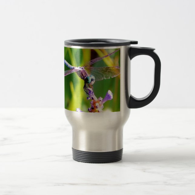 Taza De Viaje Dragonfly verde azulado y púrpura (Derecha)