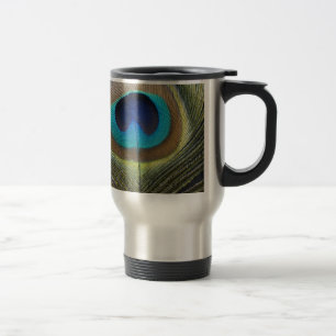 Taza De Viaje Dramática pluma de pavo real