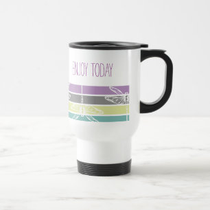 Taza De Viaje Drangonfly rainbow enjoy today feminine travel mug