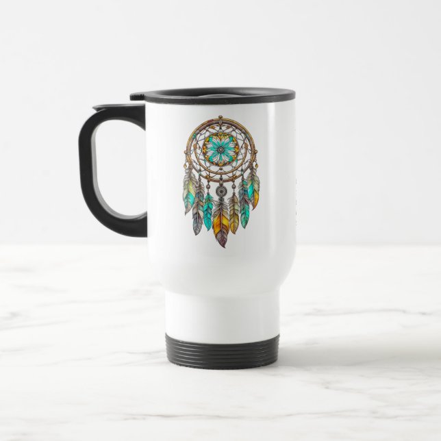 Taza De Viaje Dreamcatcher azul, Verde azulado y marrón | Sueños (Izquierda)
