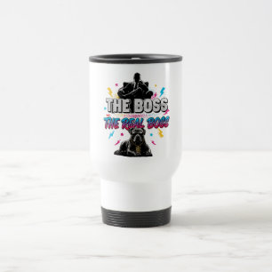 Taza De Viaje Dueño de Perro Divertido "El Jefe Real" Diseño Pit