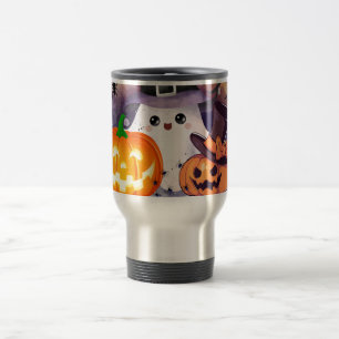 Taza De Viaje Dulce Fantasma de Halloween con Sombrero de Bruja 