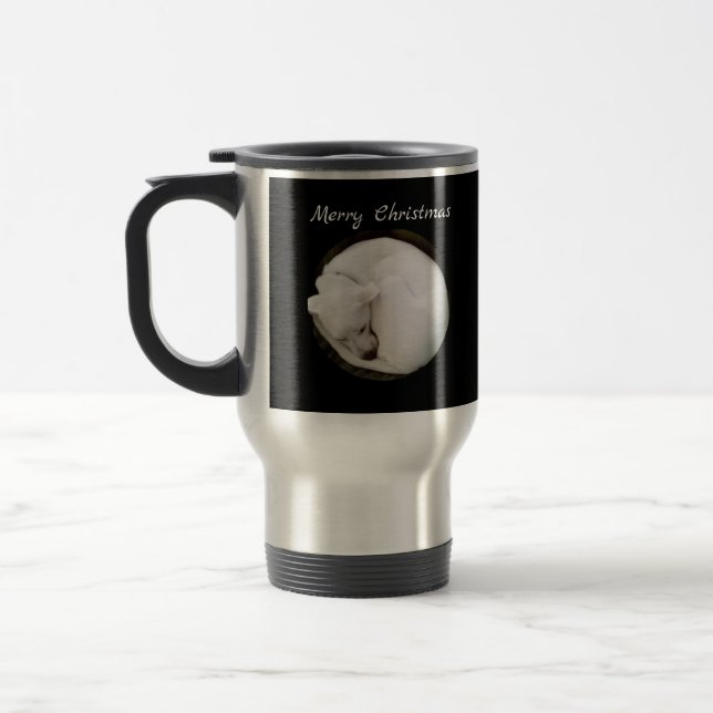 Taza De Viaje Dulces Navidades pacíficos de perros blancos acurr (Izquierda)
