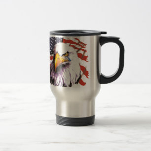 Taza De Viaje Eagle calvo con un rasgón - bandera de los