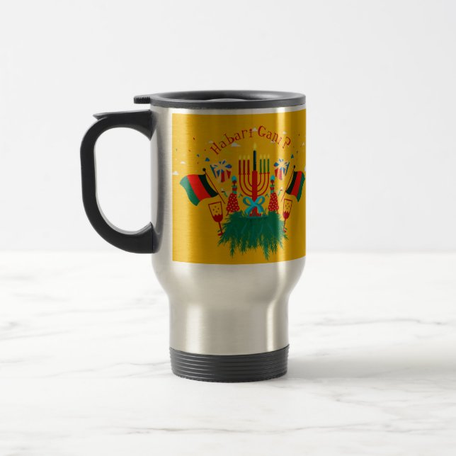 Taza De Viaje Editar Fiesta de Kwanzaa que coincida con texto (Izquierda)