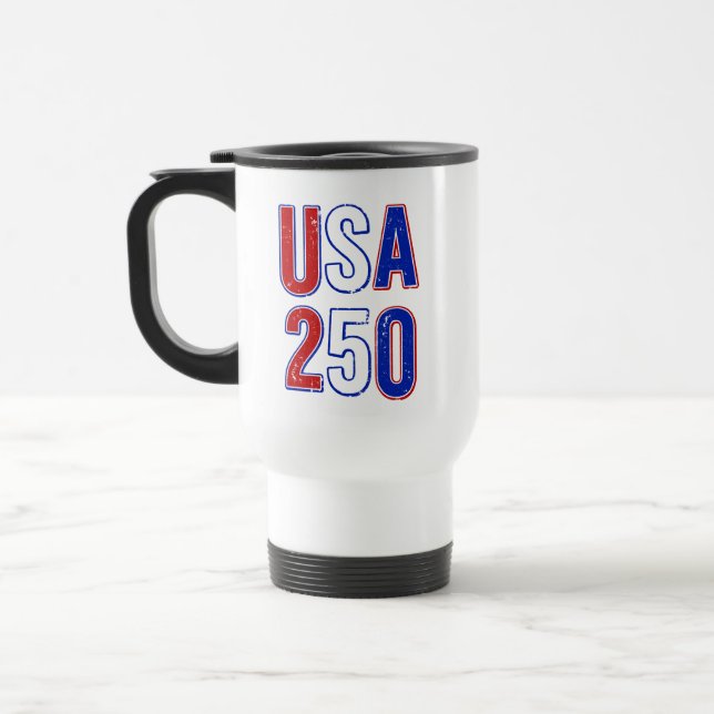Taza De Viaje EE. UU. 250 Aniversario 1776-2026 Patriótico Ameri (Izquierda)