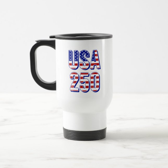 Taza De Viaje EE. UU. 250 Aniversario 1776-2026 Patriótico Ameri (Izquierda)