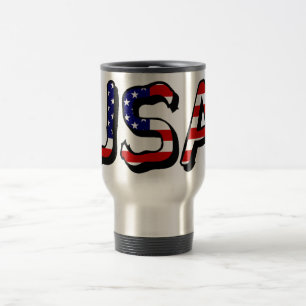 Taza De Viaje EE.UU. sobrepuesto sobre la bandera de EE.UU.