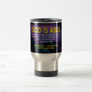 Taza De Viaje Efesios 3:20 DIOS ES CAPAZ   MONOGRAM Christian